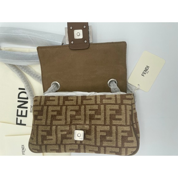 $3100 NEW Fendi Baguette Chain Midi FF jacquard logo fabric bag purse NWT - Picture 12 of 16